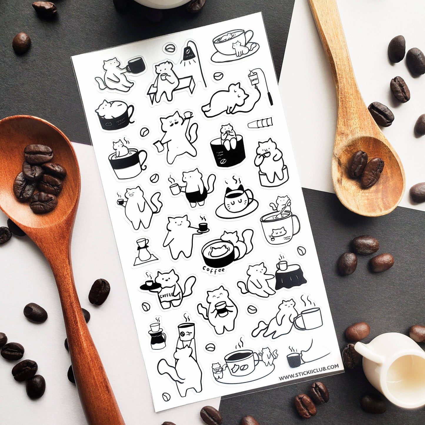Caffeine Cats 2 Sticker Sheet