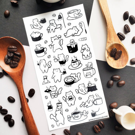 Caffeine Cats 2 Sticker Sheet