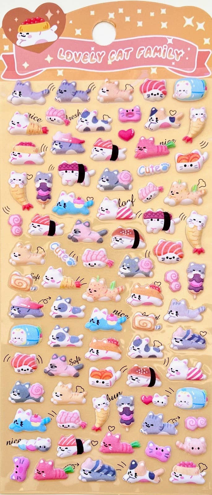 11082 Tiny Puffy Cat Dog Rabbit Stickers