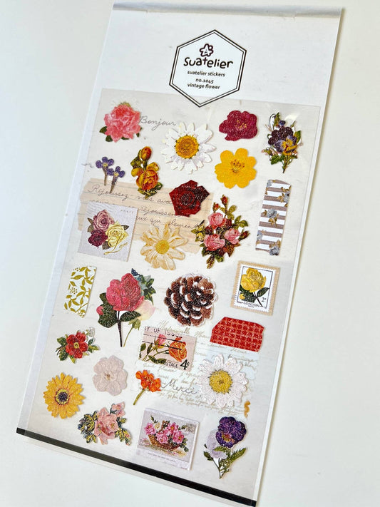 01045 VINTAGE FLOWER STICKERS