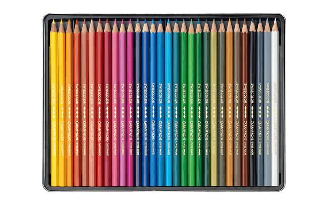 Set of 30 Permanent Pencils SWISSCOLOR in Metal Box