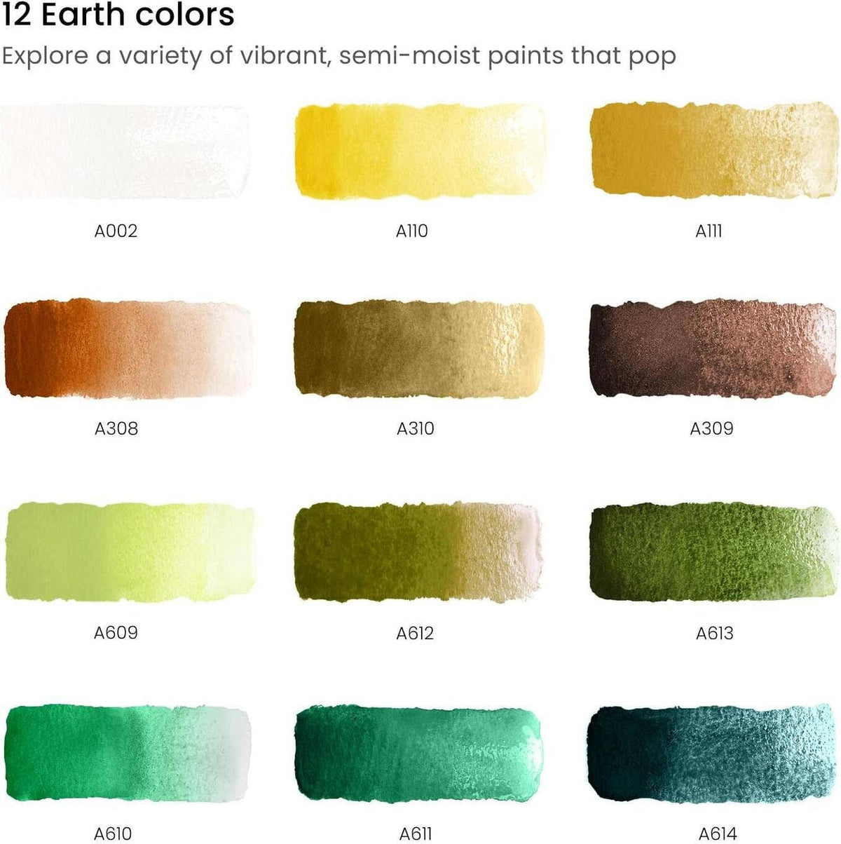 Arteza® Watercolor Half Pans Set - Earth Colors, 12 pc.