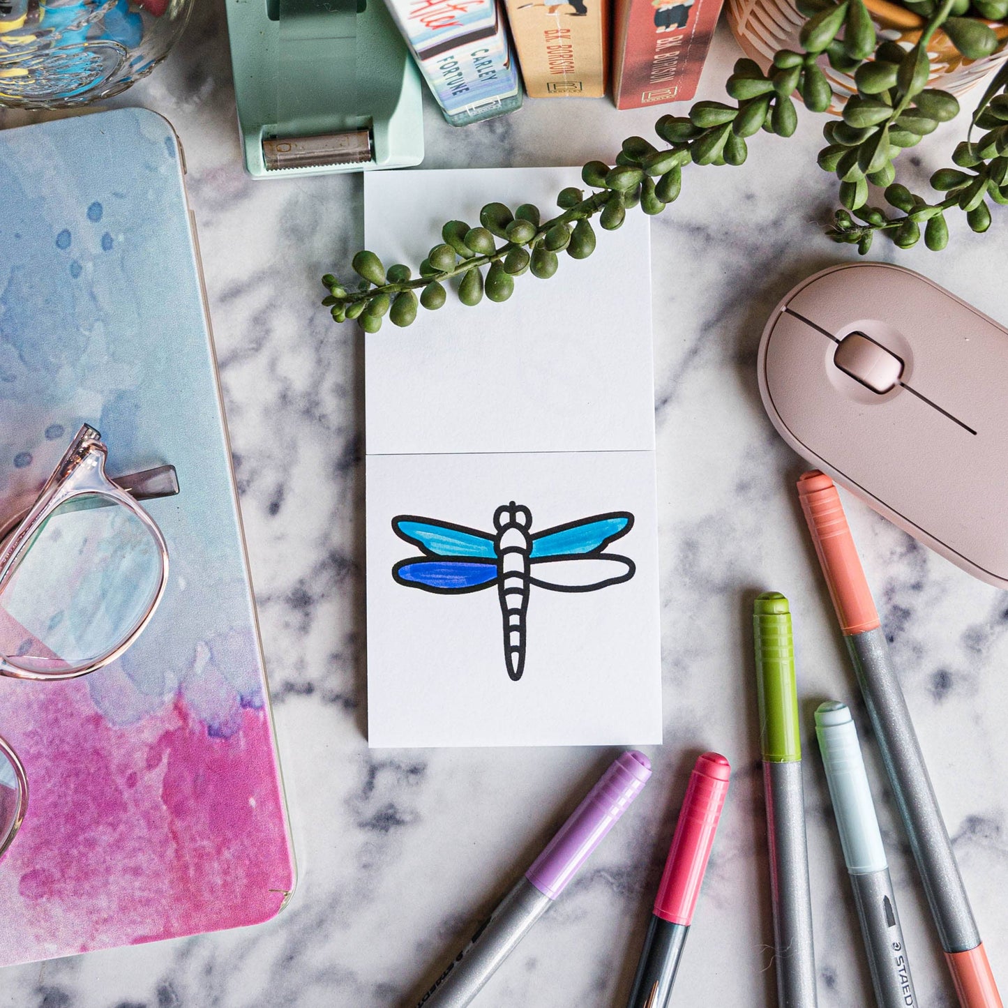 50 Pages Birds Bugs and Botany Mini Coloring Book for Adults