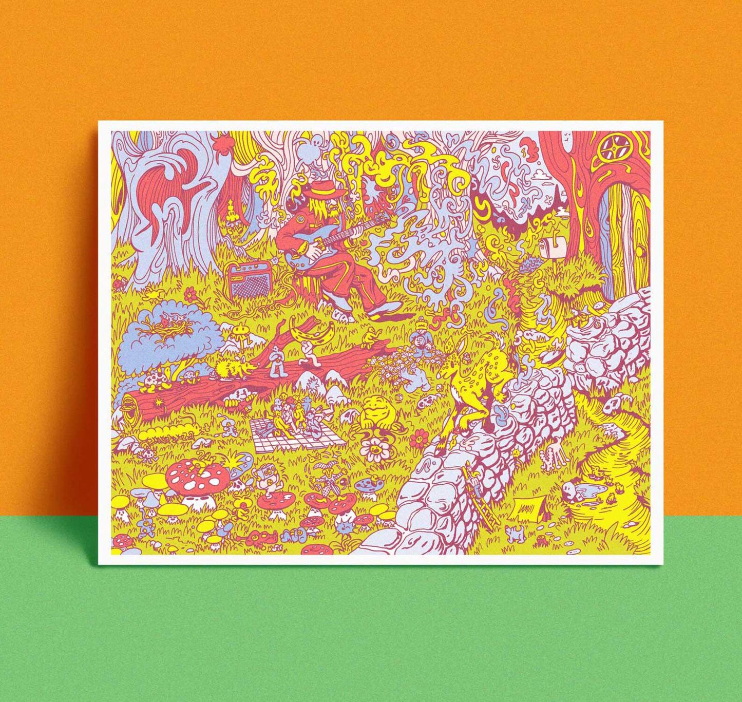 Prints: Nahcroll - Forest Riffin' Risograph