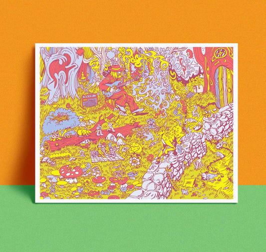 Prints: Nahcroll - Forest Riffin' Risograph