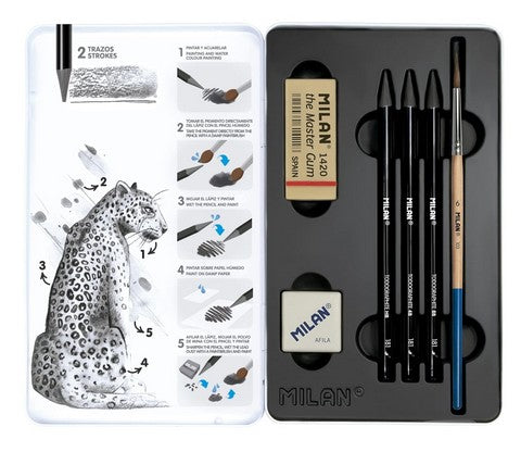 Milan Combo Pencil/Sharpener/Eraser/Brush Set 6PC Set